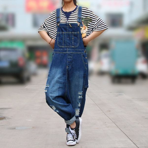 Casual Distressed Denim Overalls (2 Colors) - KismetCollections